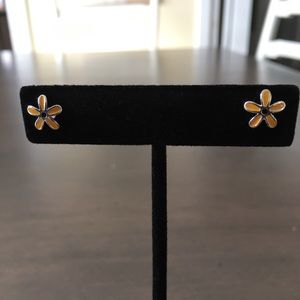 Sterling Silver Enamel Stud Earrings Flowers